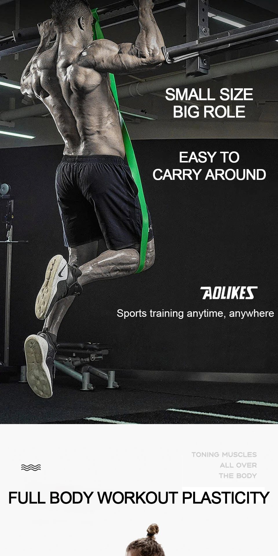 AOLIKES 1PCS Pull Up Assistance Bands -Resistance Heavy Duty Workout Exercise Stretch Fitness Bands Assist for Body,Stretching