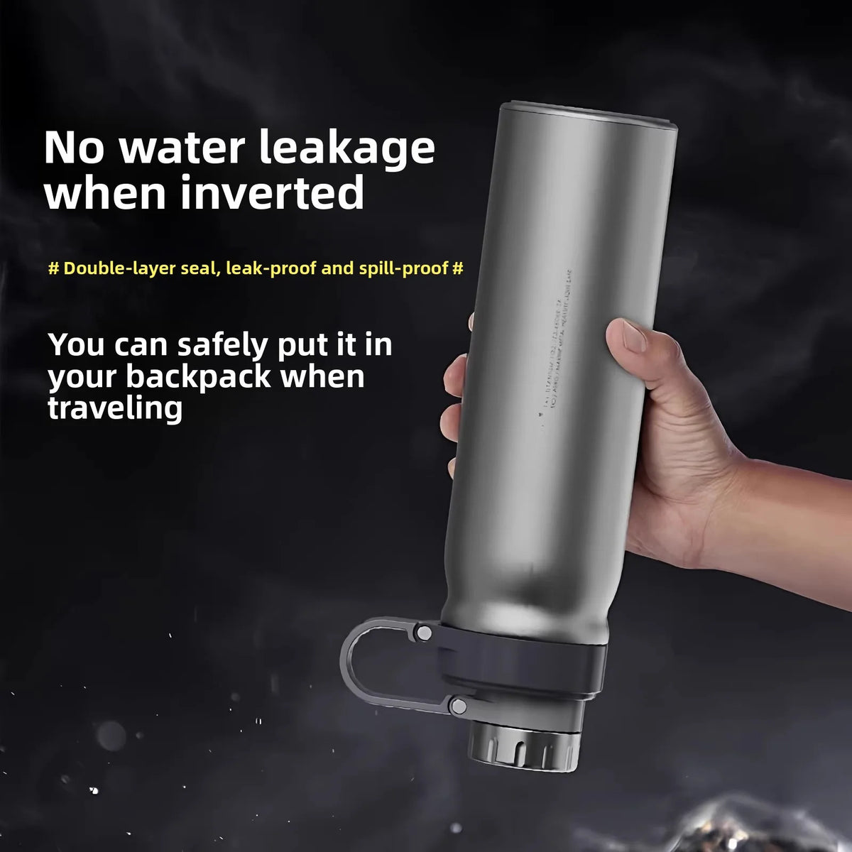 Pure Titanium Double-Wall Insulated Tumbler-Large Capacity Travel&Sports Water Bottle for Outdoor Activitie Large capacity 850ml