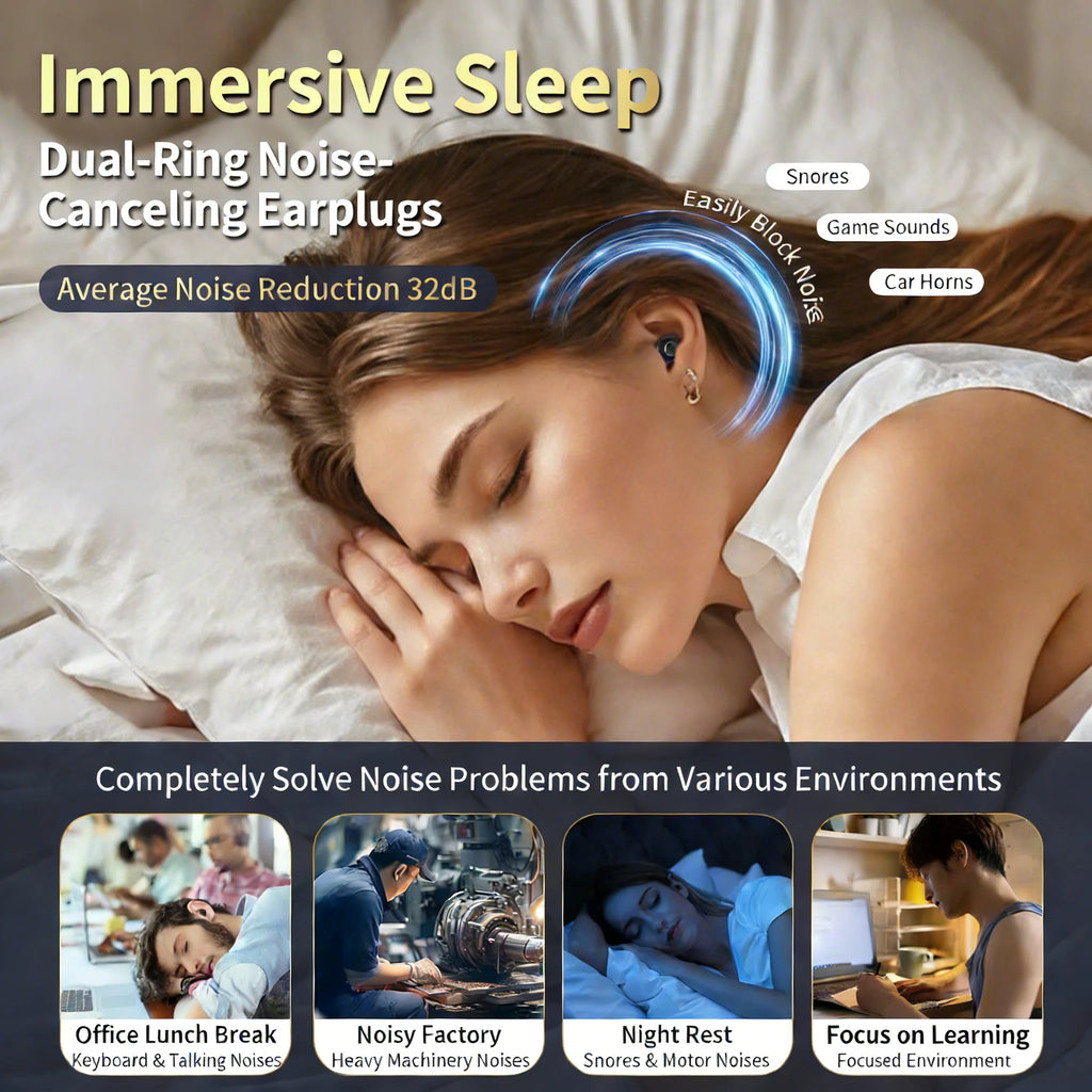 Reusable Silicone Ear Plugs Noise Cancelling Hearing Protection For Sleep Concert Travel Work Study & Relax
