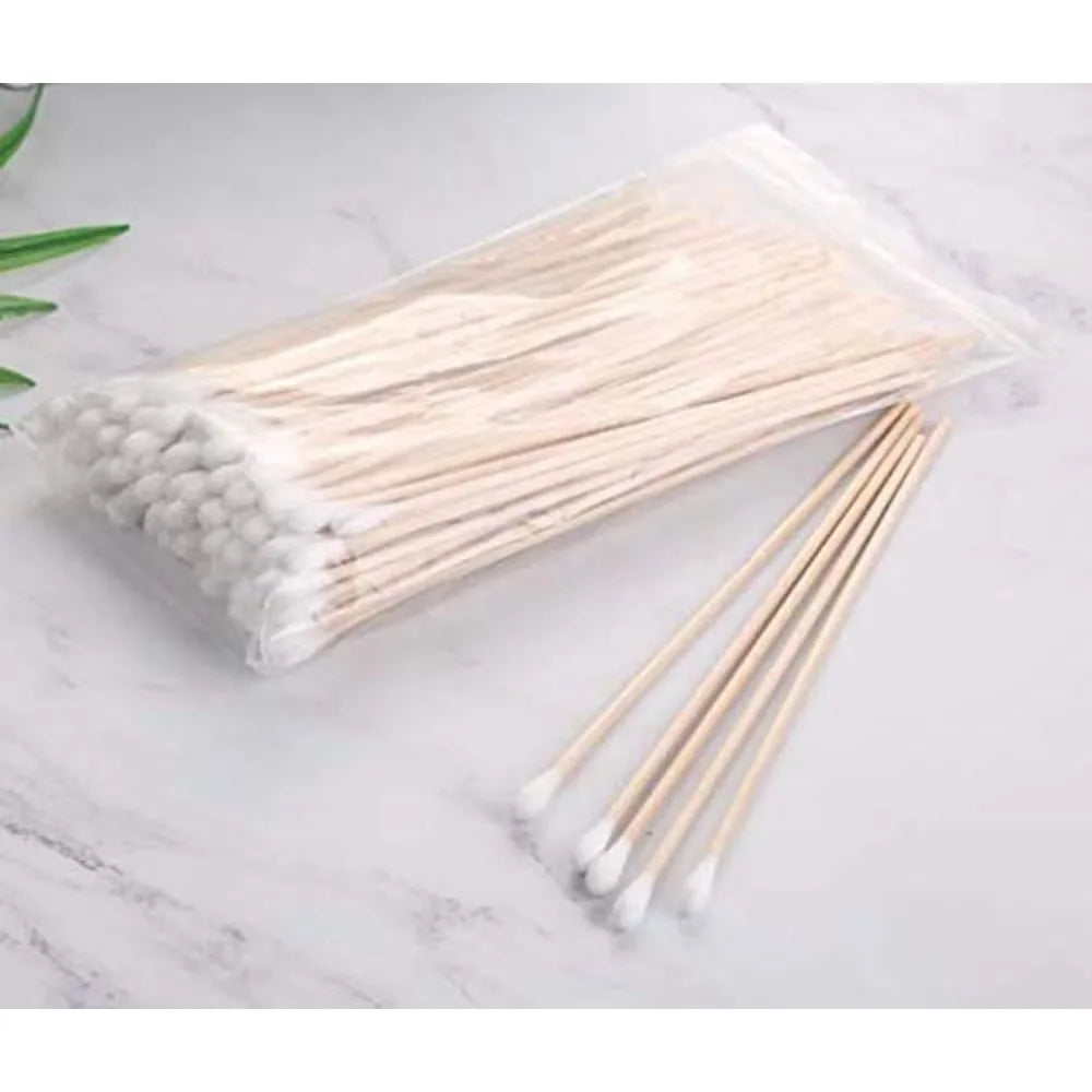 100/300/500pcs Double Pointed Cotton Swab Applicators - 6 Inch Long Cotton Swabs for Tattoo, Cleaning, Makeup & Ear Cleaning