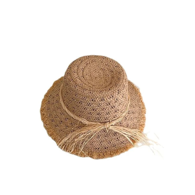 2025 Summer Big Brim Kids Sun Straw Hat Children's Straw Hat Holiday Kids Travel Beach Caps Girls' Vacation Beach Hat