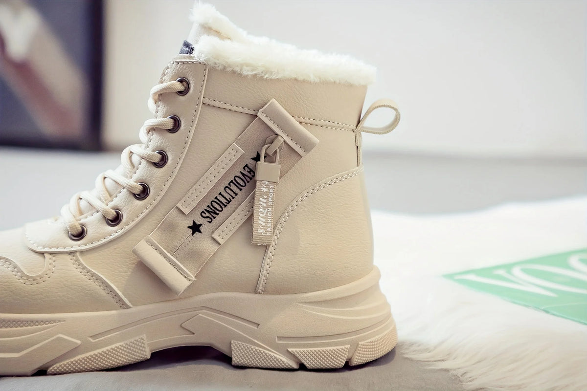 Botins de Senhora, Botins Curtos, Botas de Inverno com Forro Espesso e Isolamento, Elegantes e Versáteis, Botas de Inverno de Sola Grossa