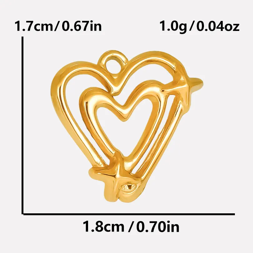 6pcs/Mix Classic Gold/Silver Color Heart Shaped Cross Irregular Shaped Pendant Stainless Steel Diy Women Necklace Accessories