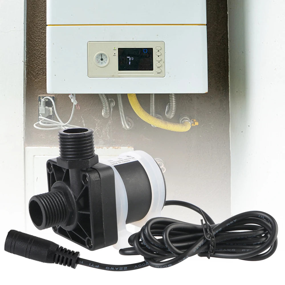 Silent 4 Points Threaded Water Heater Shower Floor Heating Booster Pump Brushless Solar Motor Water Pump DC 12V 24V IP68 US Plug