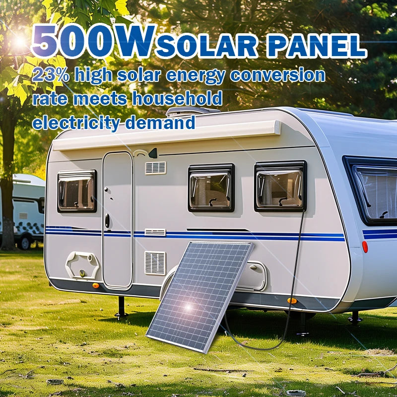 500W-1000W Polycrystalline Solar Panel Kit, 12V Portable Charger & Power Generator for Home, RV, Camping & Outdoor Travel