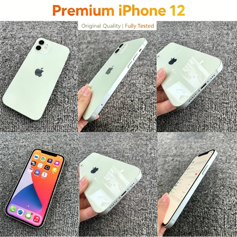 Refurbished 98% IPhone12 4GB RAM 128GB ROM Unlocked CN Version Dual SIM 6.1 Inch Dual 12MP Camera IOS Face ID