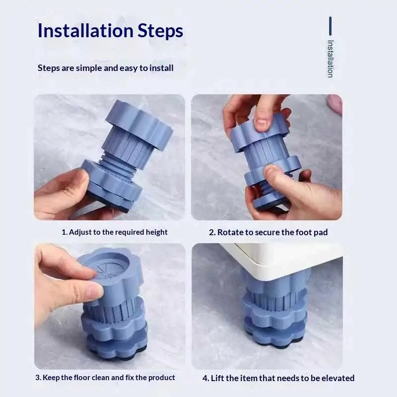 ⚑4Pcs Adjustable Anti-Vibration Washing Machine Feet Pad Noise Reduction Waterproof Refrigerator Base Pad Support Stands