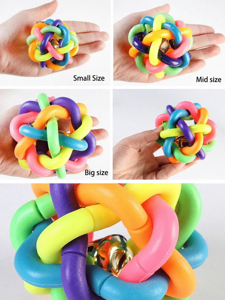 Colorful Bell Woven Toy Popular Dog Bite Resistant Rubber Pet Chewing Playing Fetching Nice Ball Puppy Toy for Large Small Dogs