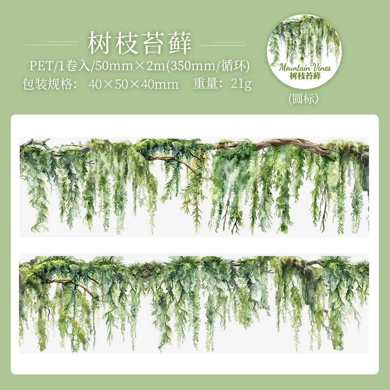 5*200cm 1roll INS Fresh vine theme PET tape Stickers Adhesive Diy Scrapbooking Diary Scrapbooking Collage material Scrapbooking