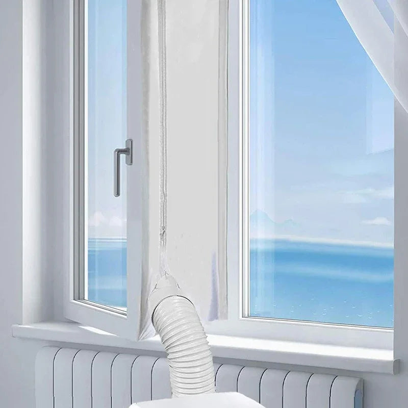 AirLock Window Seal for Portable Air Conditioner, 3m 4m Flexible Cloth Sealing Plate Window Seal with Zip and Adhesive Fast