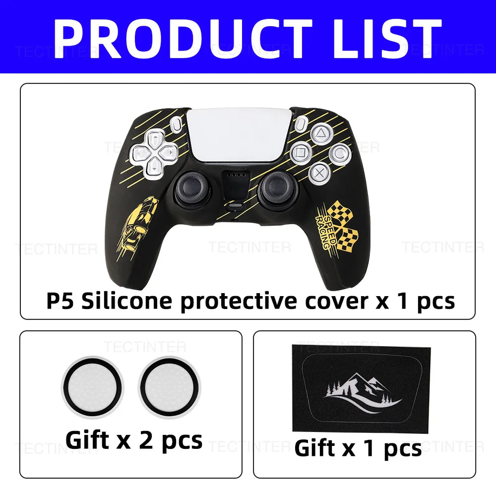 Protective Cover Skin for Playstation 5 Controller Anti-slip Silicone Case for PS5 Slim Gamepad Cover Thumb Grips Accessories