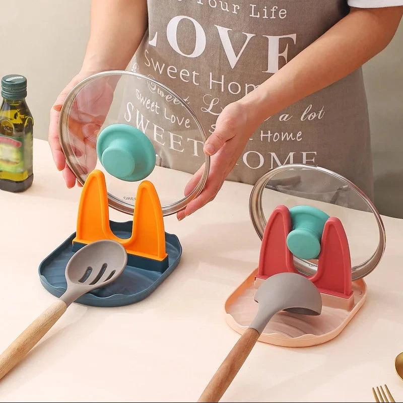Household Plastic Pot Lid Rack Multi-Functional Pot and Spatula Rack Kitchen Storage Rack Stove Storage Rack
