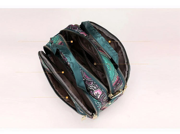 New Nylon Canvas Bag Large Bag Waterproof Shopping Bag Large Capacity Floral Shoulder Handbag Women Bag Mother Bag