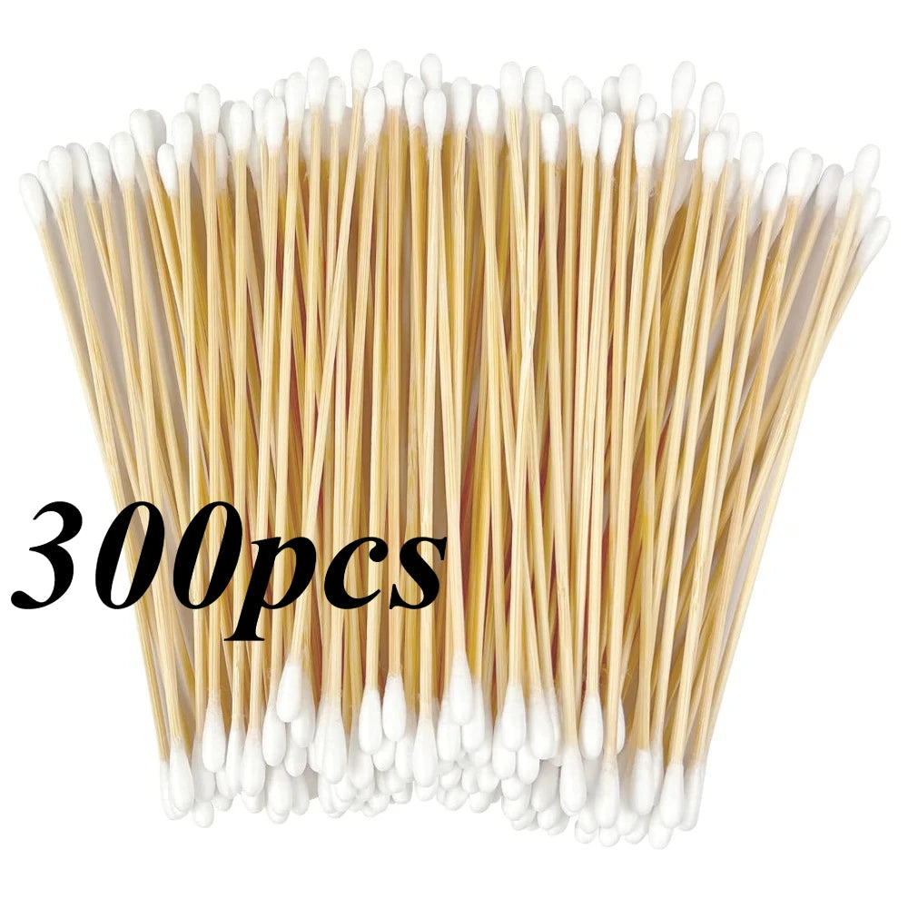 100/300/500pcs Double Pointed Cotton Swab Applicators - 6 Inch Long Cotton Swabs for Tattoo, Cleaning, Makeup & Ear Cleaning