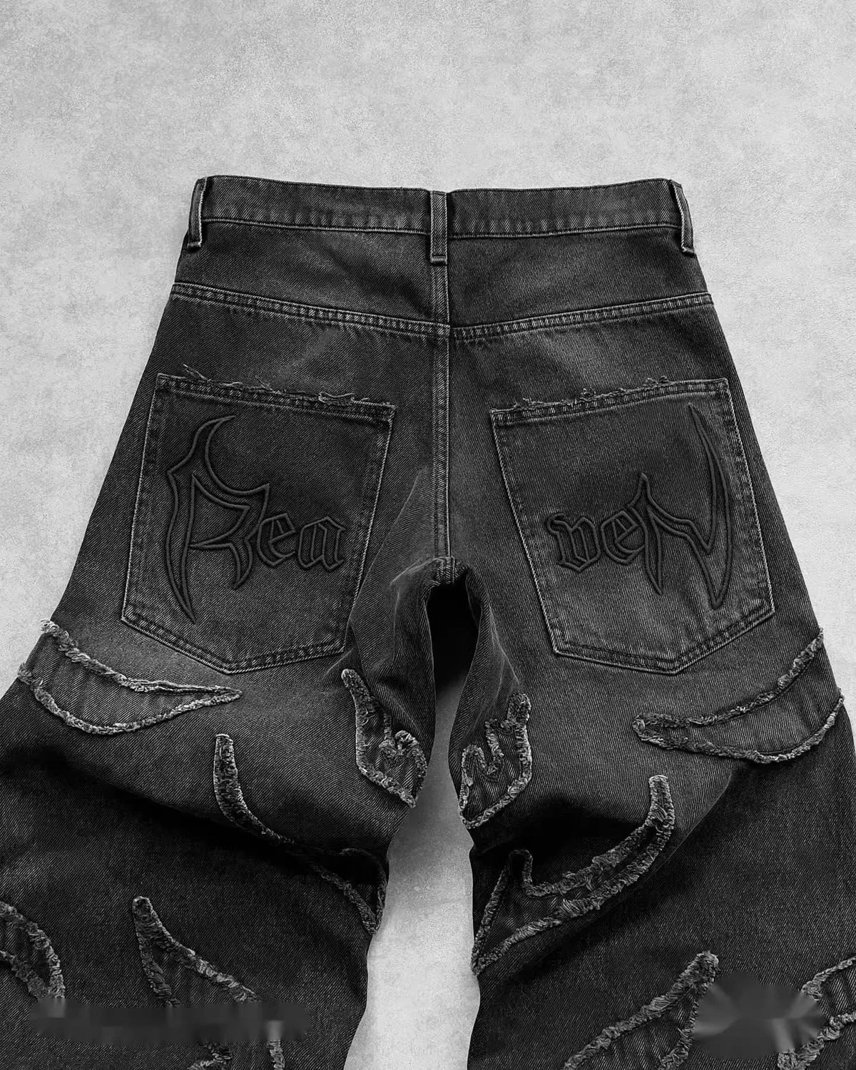 Men Denim Pants Jeans Spliced Wide Leg Pants Long Jean Patchwork Pockets Streetwear Mid Waist Washed Distressed Pant Vintage