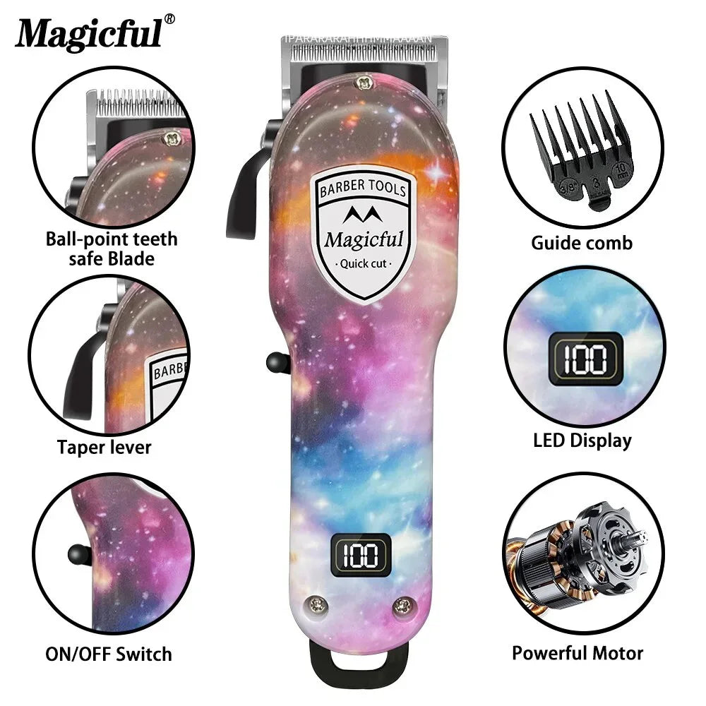 Magicful Hair Trimmer For Men Fashion Professional Hair Rechargeable Li-ion Battery Shavihaving Adjustable Electric Hair Clipper