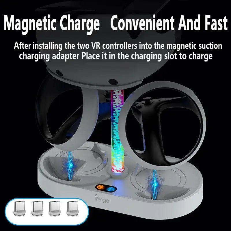 For PS VR2 Magnetic Charging Base Absorption RGB Charging Stand Handle Seat Colorful Glasses VR Headset Stand For PS VR2