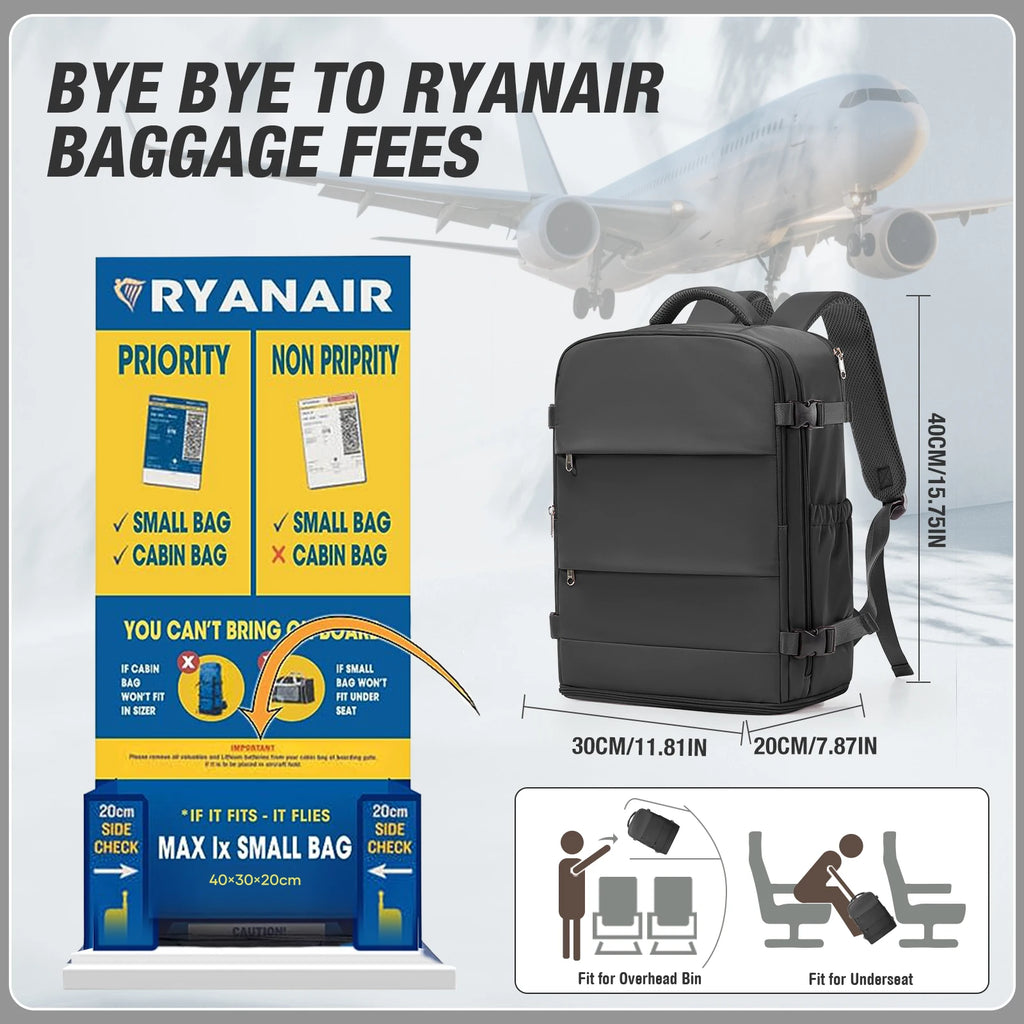 Women Men Hand Luggage Backpack Business College Laptop Travel Backpack Waterproof Carry on  Airplane Ryanair Backpack 40x30x20