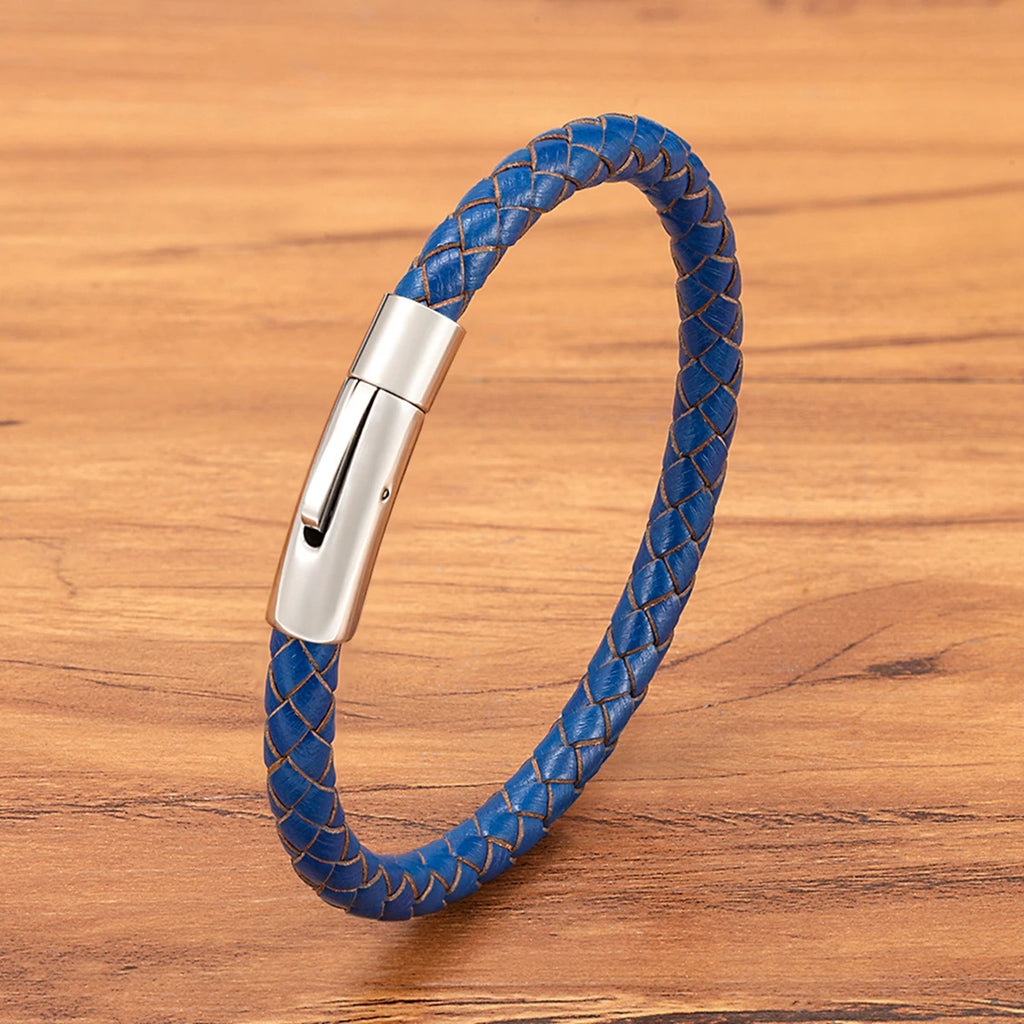 Pulseira de Pele Clássica para Homem TYO 3/4/5/6/8mm 3 Cores Bracelete Moderna com Fecho Magnético Acessórios Artesanais Personalizados Presente por Grosso