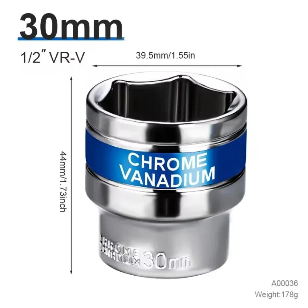8mm-32mm 1/2" Drive Deep Impact Socket Set Drive Metric Wrench Socket Deep Impact Socket Pneumatic Wrench Head Tire Removal Tool
