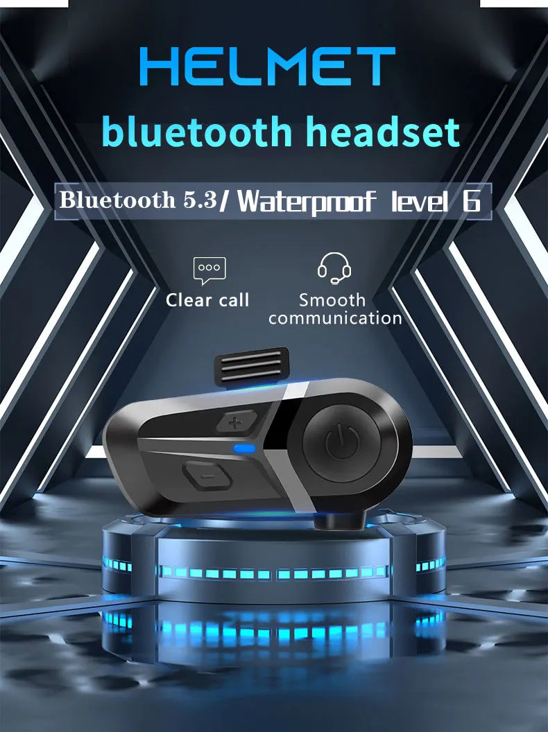 Bluetooth 5.3 Helmet Headset Wireless Hands-free Call Phone Kit Motorcycle Waterproof Earphone Music Player Speaker Moto