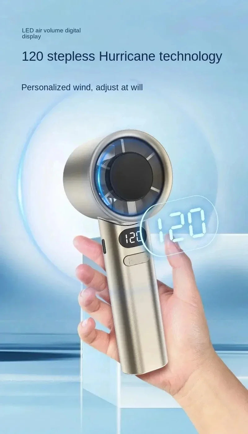 5000mah Handheld Mini Fan Electric Hand Fans Ice Compress High-Speed Cooling USB Rechargeable Portable LED Display Fan