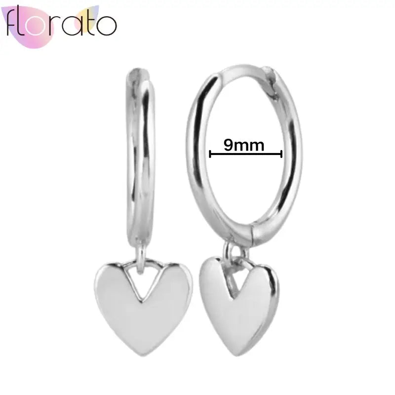 925 Sterling Silver Ear Buckle Retro Metal Heart Pendant Hoop Earrings for Women CZ Huggie Earrings Fashion Females Jewelry