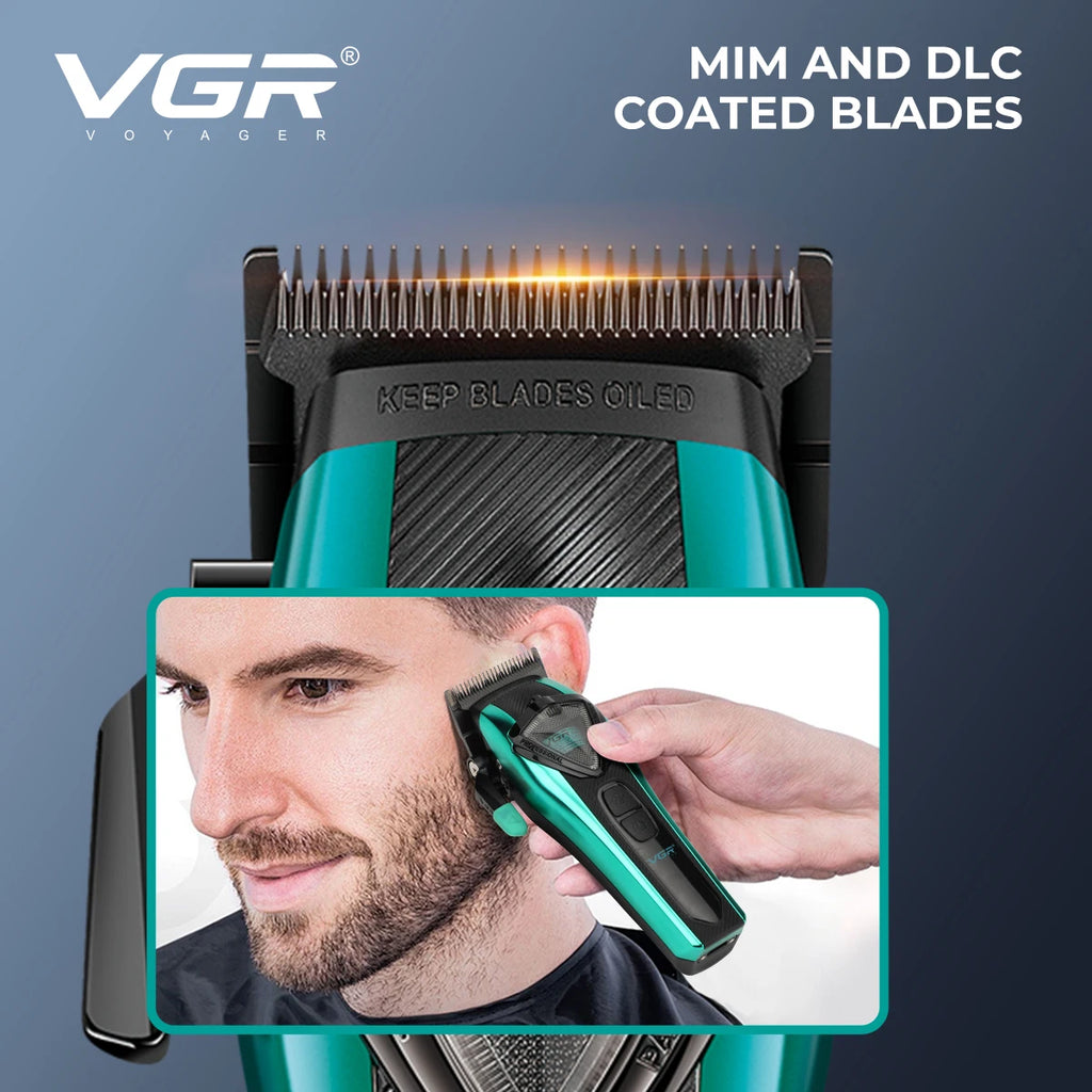 VGR Hair Clippers Adjustable Hair Trimmer External Rotor Motor Cordless Haircut Machine Digital Display Clipper for Men V-884