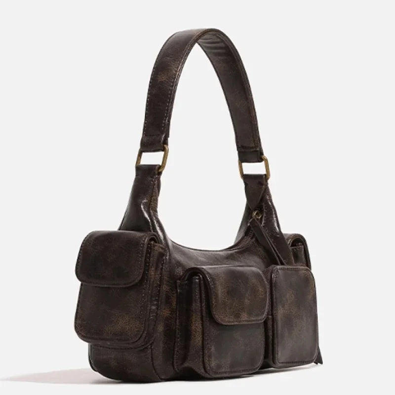 Annmouler Design Hobo Multi Pocket Locomotive Bag New Single Shoulder Bag Underarm Bag High Capacity Women Bag