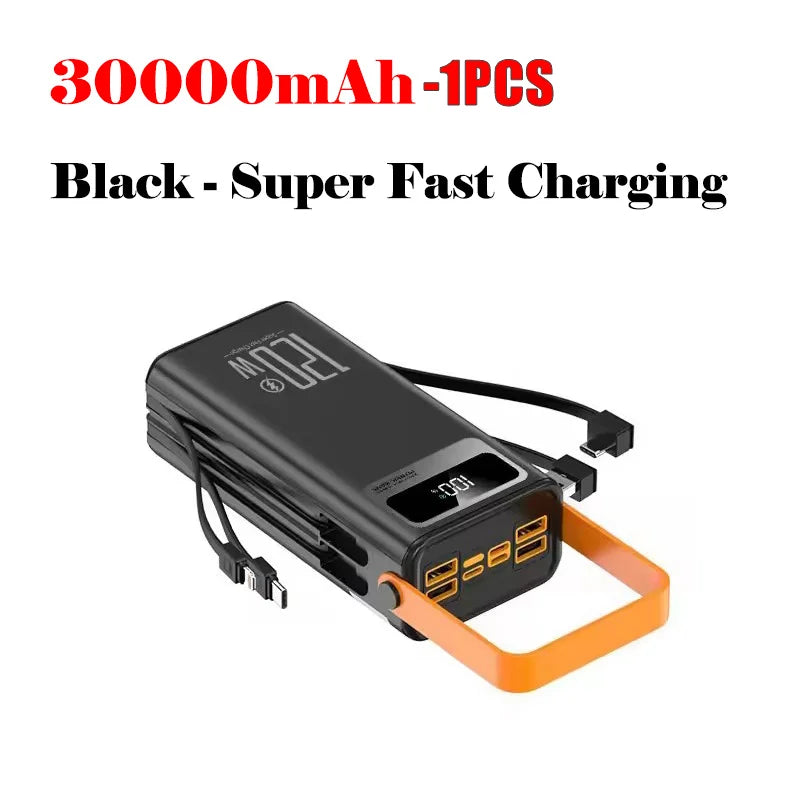 120W 30000-100000mAh Fast Charging Power Bank Large Capacity Outdoor Mobile Power Supply External Spare Battery For Camping