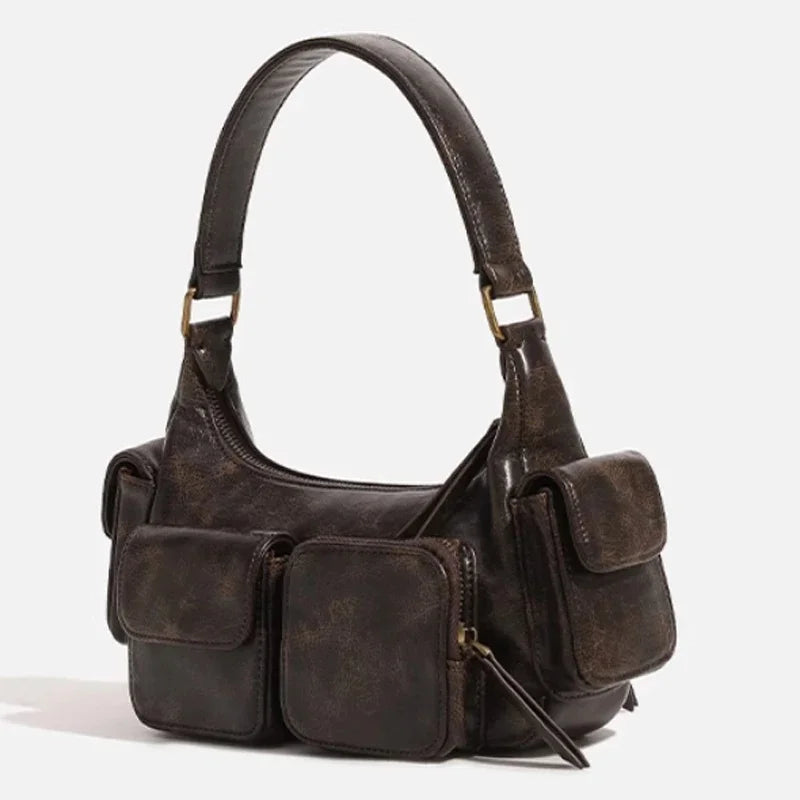 Annmouler Design Hobo Multi Pocket Locomotive Bag New Single Shoulder Bag Underarm Bag High Capacity Women Bag