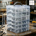 1pc Stackable Plastic Hardware Storage BoxDesktop Multi Grid Screw Bolt Parts Sorting Box Portable Multi Functional Handheld Box