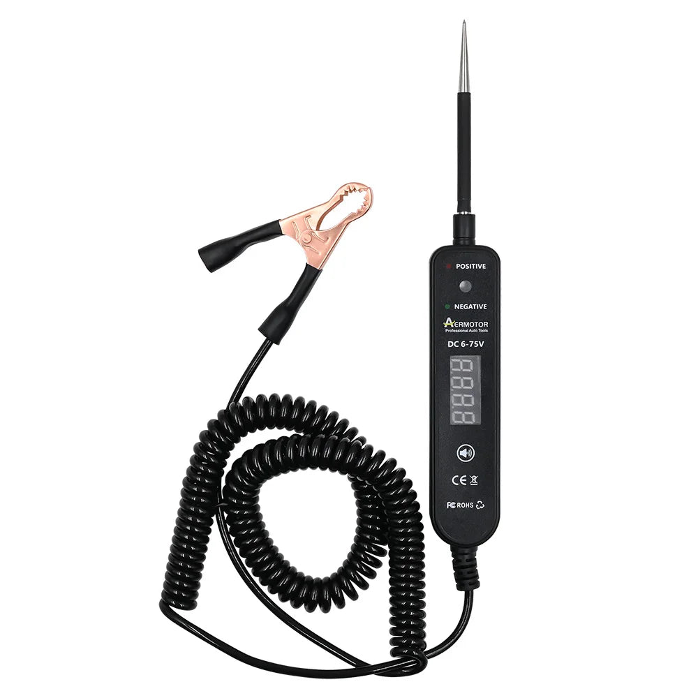 Aermotor Car Test Light with DC 6-75V LED Digital Voltage Display Electric Test Pen EM289 Car Short Circuit Diagnostic Tool
