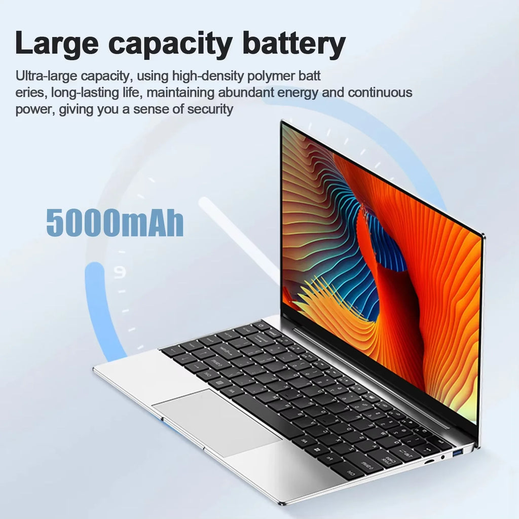 Intel N150 14.1" Gaming Laptop Windows 11 16GB RAM 1/2TB M.2 SSD Laptops 4K HD Desktop Office School Study Notebook Computer PC