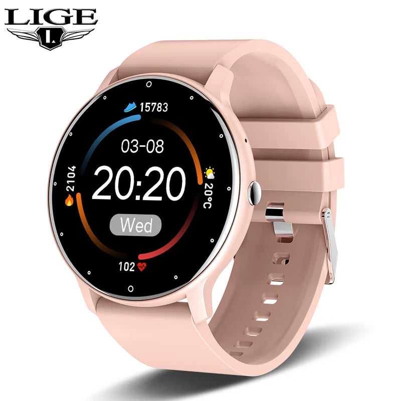 LIGE Smart Watch Women Men Full Touch Screen Bluetooth Call Smartwatch Waterproof Sports Fitness Tracker Watches for Android iOS