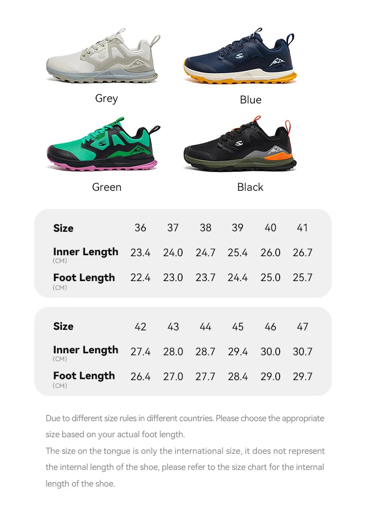 HOBIBEAR Unisex Hiking Shoes Women Men Trail Running Outdoor Sneakers Artificial Leather Non Slip Lace-Up Walking Shoes