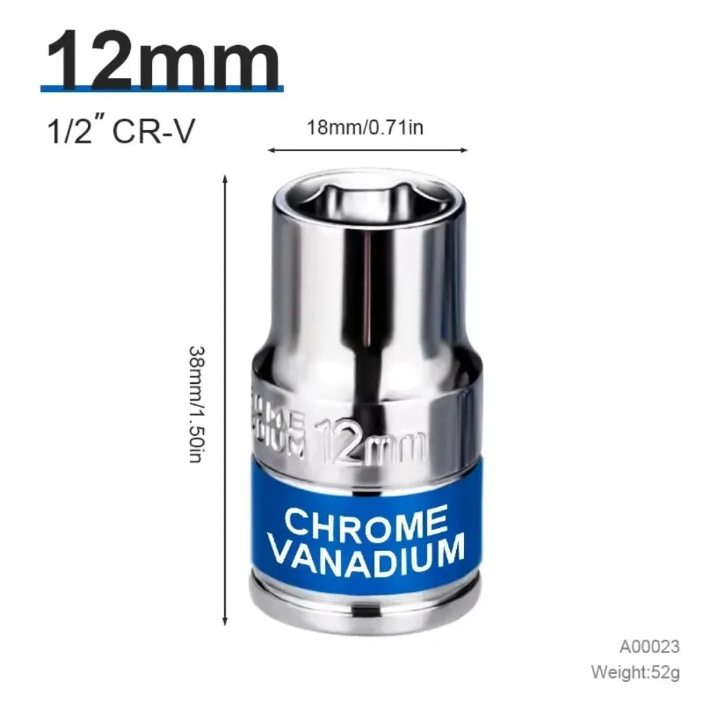 8mm-32mm 1/2" Drive Deep Impact Socket Set Drive Metric Wrench Socket Deep Impact Socket Pneumatic Wrench Head Tire Removal Tool
