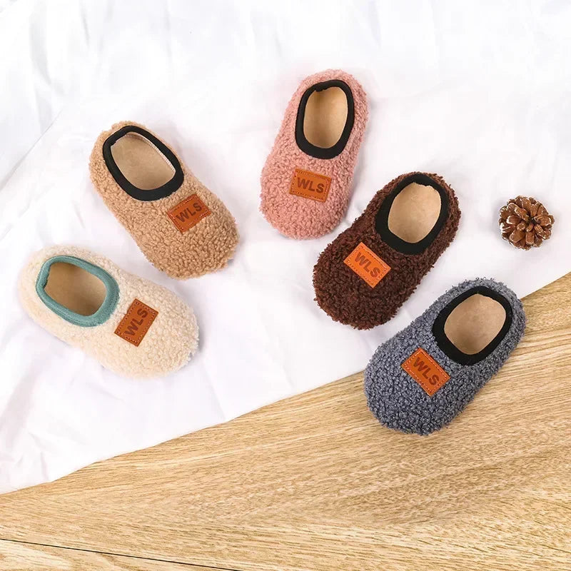 Autumn Winter Warm Baby Slippers Toddler Plush Floor Sock Shoes Boys Girls Soft Anti-slip Walking Shoes Indoor Home Kids Socks