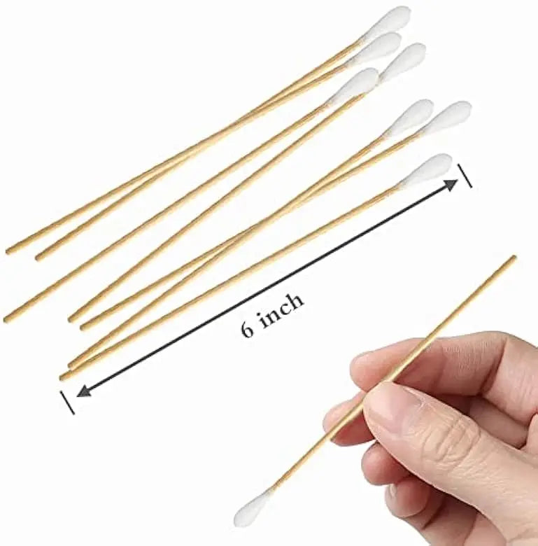 100/300/500pcs Double Pointed Cotton Swab Applicators - 6 Inch Long Cotton Swabs for Tattoo, Cleaning, Makeup & Ear Cleaning