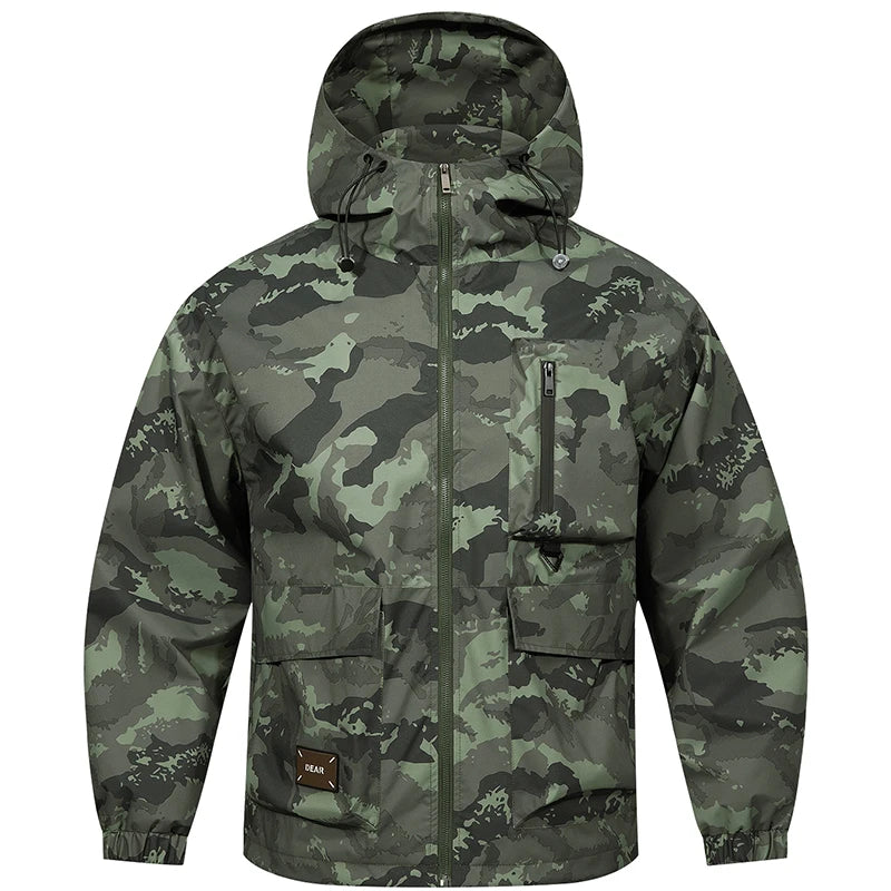 Outdoor Men's Camouflage Tactical Jacket Spring Autumn Lightweight Waterproof Windproof Breathable Mountaineering Fishing Jacket