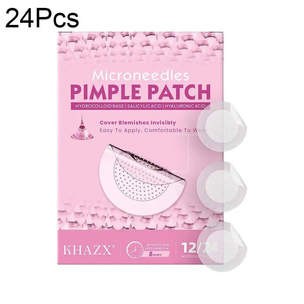 12/24PCS Microneedle Acne Patch Hydrocolloid Invisible Rounded Corner Acne Cover Patches Daily Gentle Skincare Unisex
