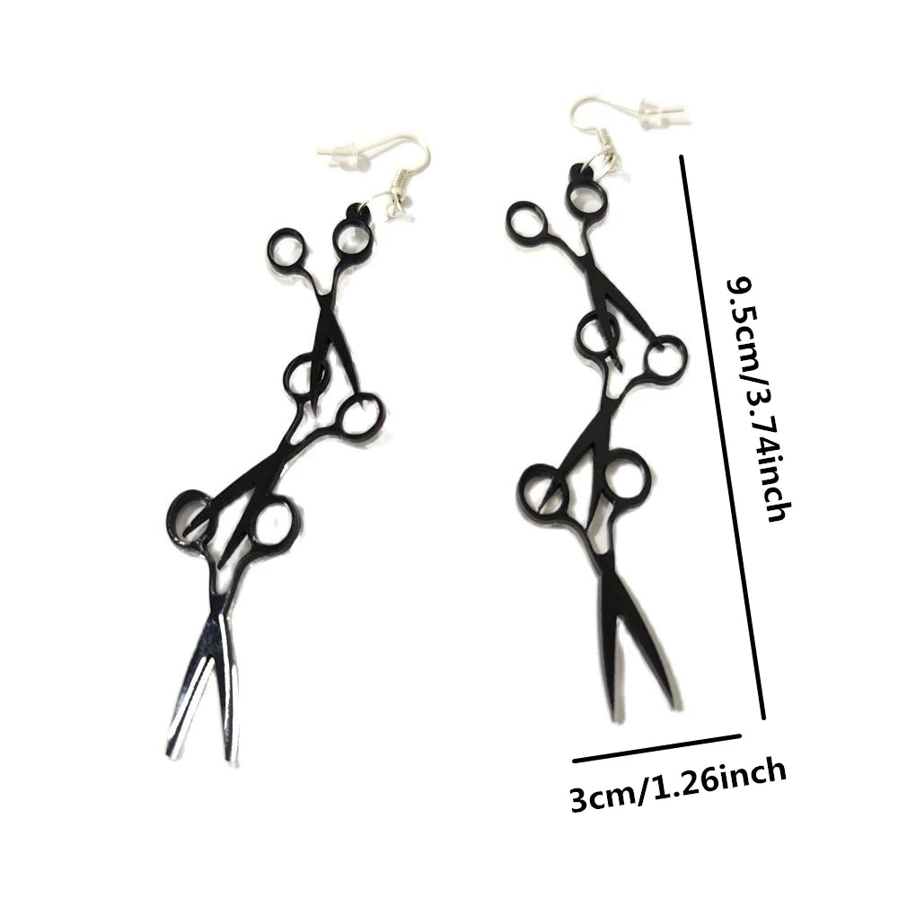 KUGUYS Black Scissor Long Earrings for Women Acrylic Punk Edgy Jewelry Cool Funny Accessories