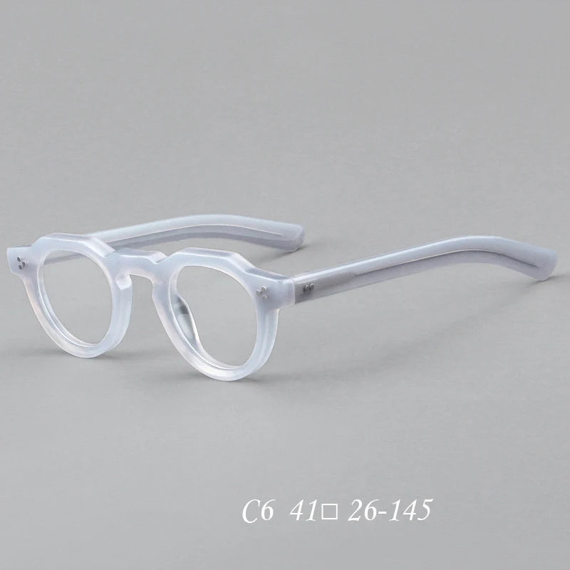 57171 Vintage Round Acetate Spectacles Frame Women Fashion Rivet Optical Transparent Eyeglass Men Trend Prescription Glasses