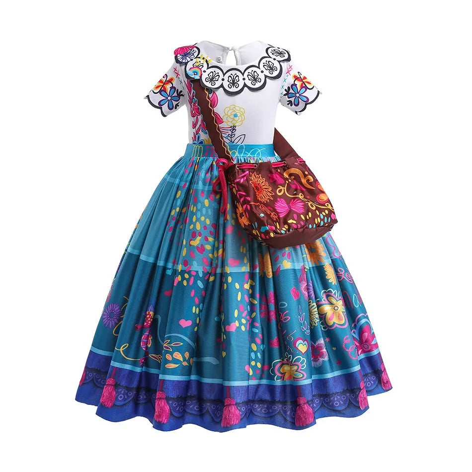 Children Princess Dress Kids Flower Madrigal Cosplay Costume Girls Mirabel Christmas Halloween Clothes Summer Outfit 2-10 Years