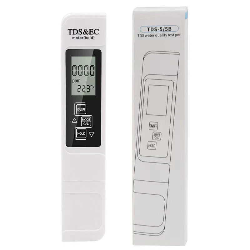 1PC White Digital Water Quality Tester TDS EC Meter Range 0 To 9990 Multifunction Water Purity Temperature TEMP PPM Tester〔YY24〕