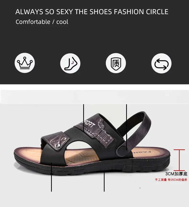 Fashion Casual Men's Sandals Summer Slip On Sandals Men Classic Beach Shoes For Men Outdoor Leather Sandals Male Slippers