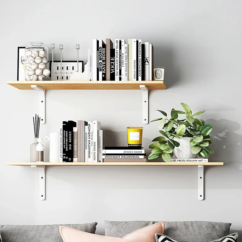 L-Shaped Floating Shelf Brackets - Heavy Duty Stainless Steel Wall Mount, Black/White Modern Industrial Supports