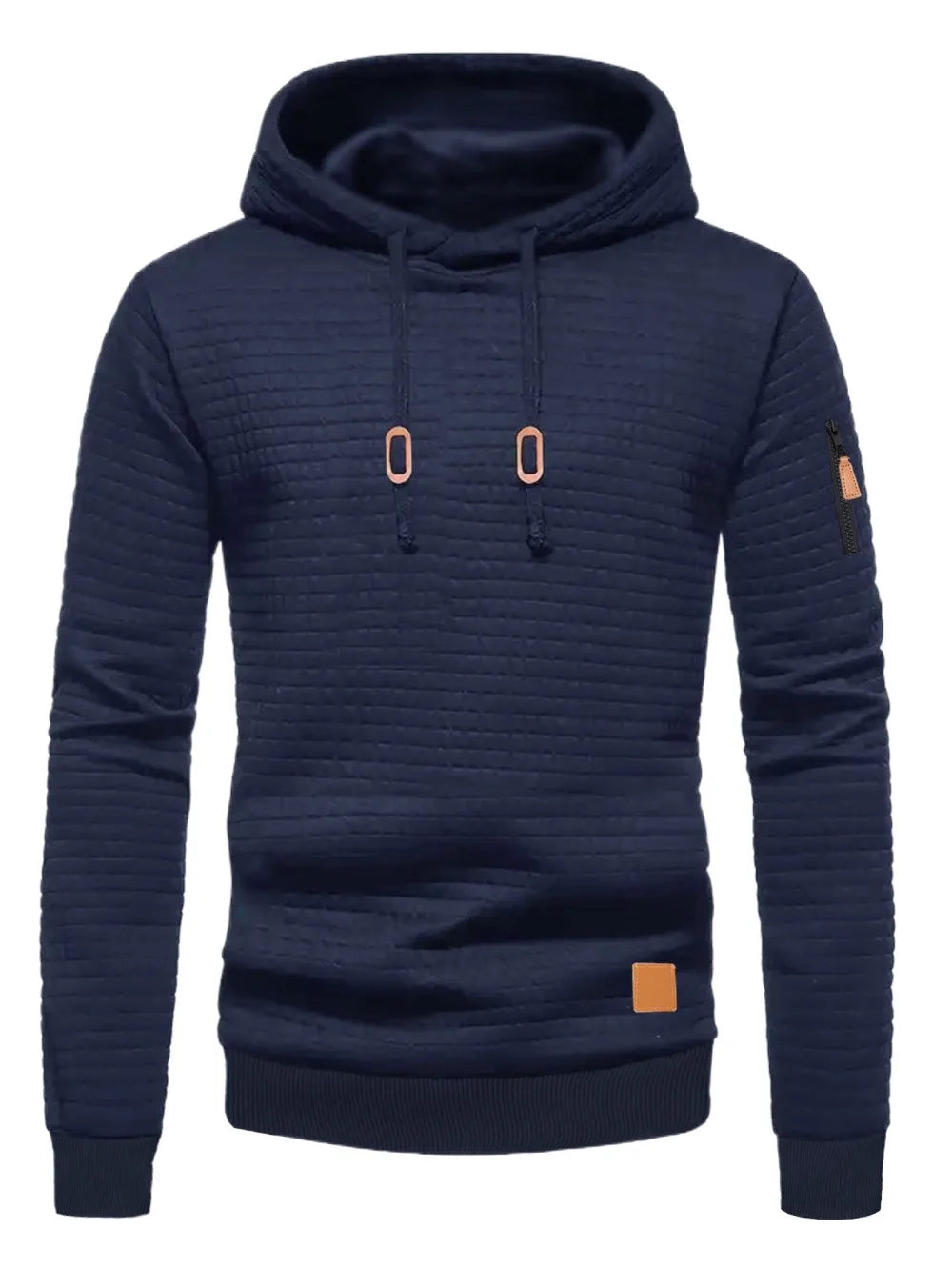 Men's Waffle Pattern Hoodie Autumn/Winter Casual Solid Pullover Warm Sweatshirt Loose Outdoor Sports Hoodie Tops Men's Clothing