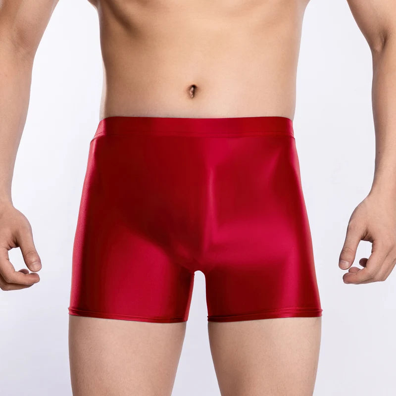underwear men boxers  Mens Glossy Oily boxer shorts Elastic Underwear softThin Panties Breathable Underpants Smooth elasticity