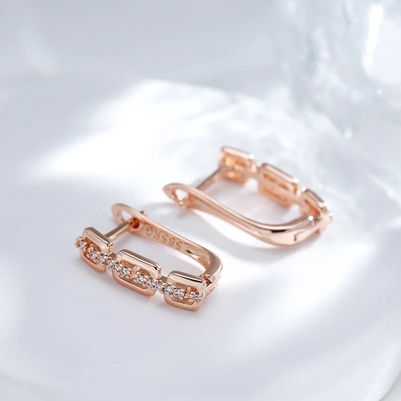 JULYDREAM Personality Chain Design Inlay White Zircon Gold Color Earrings for Women Party Wedding Jewelry Fashion Accessories